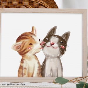 Printable Pet Portrait, Custom Pet Cartoon Wall Art, Personalized Dog Portrait, Portrait Pet Decor, Custom Dog Cat animal Illustrated Poster
