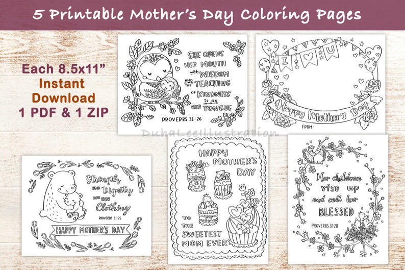 Printable Mother's Day Bible Verse Coloring Pages - Etsy