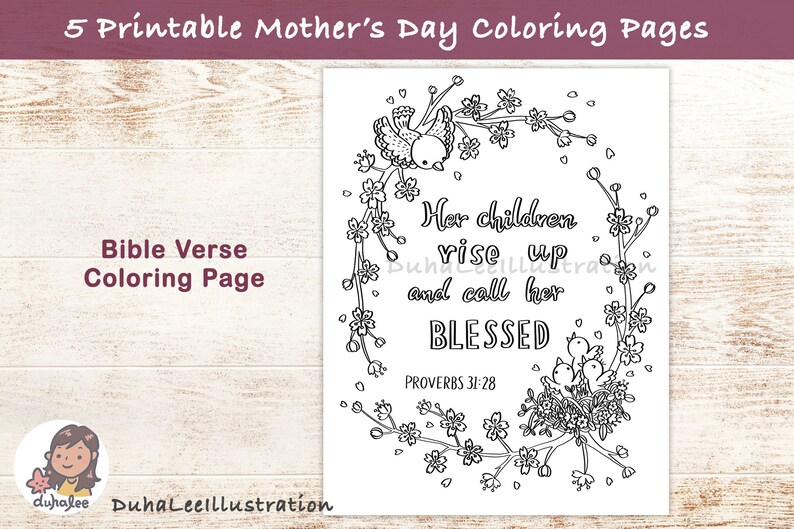 Printable Mother's Day Bible Verse Coloring Pages Etsy