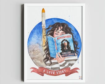 Atmosphere Book Art Print: Taylor Jenkins Reid Inspired, Custom Hair & Skin