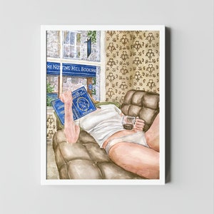 Woman reading The Picture of Dorian Gray by Oscar Wilde book art print | The Notting Hill Bookshop art