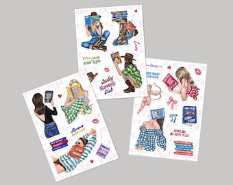 Pack of 3 sticker sheets  | Ashley Poston + Lyla Sage + Emily Henry books sticker pack
