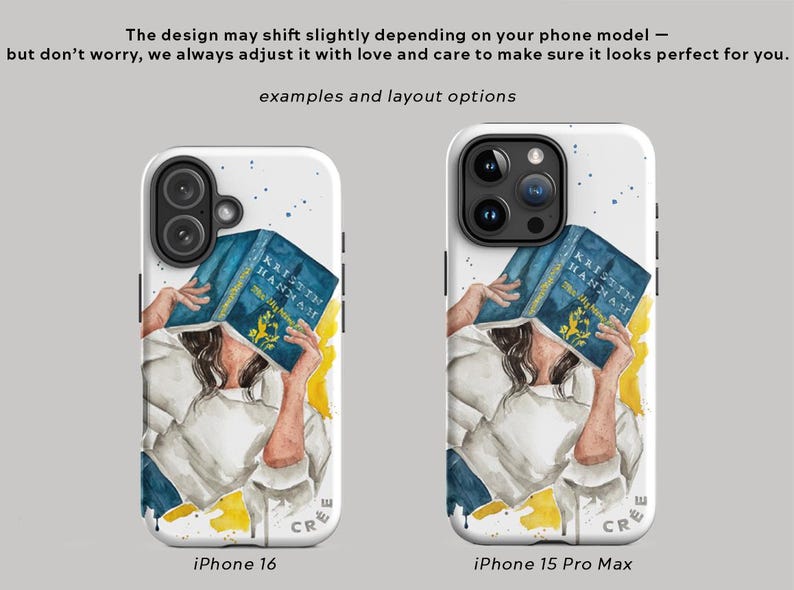 The Nightingale book phone case | Kristin Hannah book inspired tough phone cover | hair color and skin options Bild 2