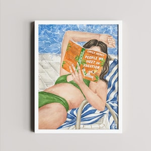 People We Meet on Vacation book art print | Emily Henry book wall art | hair color options