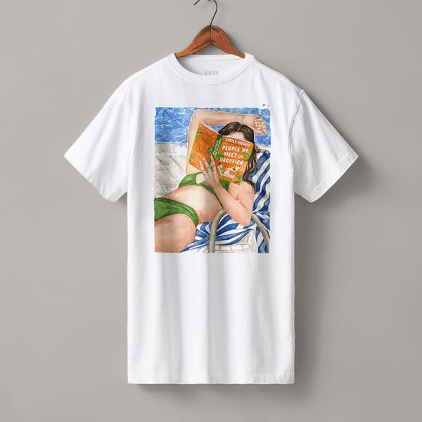People We Meet on Vacation book t-shirt - heavyweight  t-shirt | Emily Henry book inspired merch | hair color options
