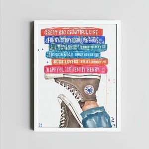 Emily Henry books collection art print (Great Big Beautiful Life book added)