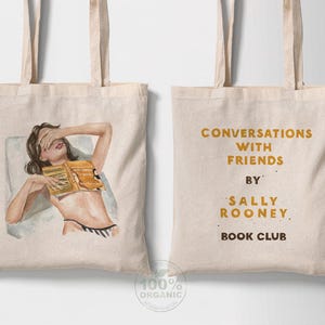 Conversations with Friends tote bag | Sally Rooney tote bag for books | 100% organic cotton bookish bag