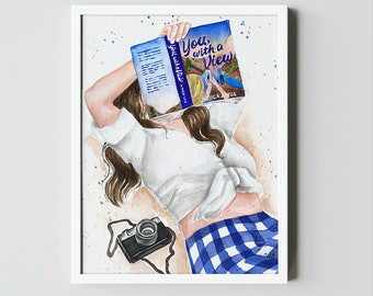 You, with a View book art print | Jessica Joyce book wall art | hair color and skin options