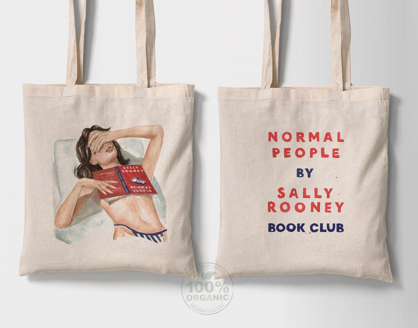 Normal People book tote bag | 100% organic cotton bag | hair color and skin options