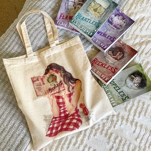 Reckless book tote bag | 100% organic cotton bookish bag | hair options