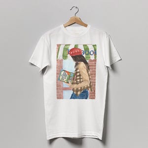 The Cinnamon Bun Bookstore t-shirt | 100% cotton tee | hair color and skin options