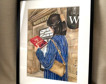The Women book painting on paper | original watercolor painting by Olga Crée