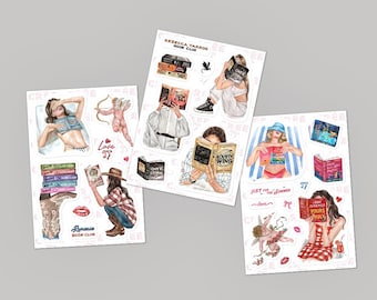 Pack of 3 sticker sheets |  Elsie Silver + Rebecca Yarros + Abby Jimenez books stickers