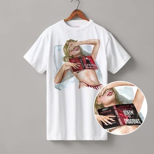 Queen of Shadows book heavyweight boyfriend fit t-shirt | hair, skin & book cover options