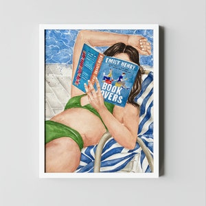 Book Lovers book art print | Emily Henry book wall art | hair color options