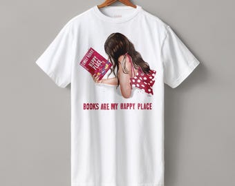 Happy Place book heavyweight t-shirt | hair & skin options
