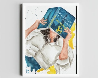 The Nightingale book art print | Kristin Hannah book wall art | hair color and skin options