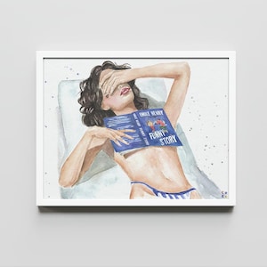 Funny Story book art print | Emily Henry book wall art | hair color and skin options