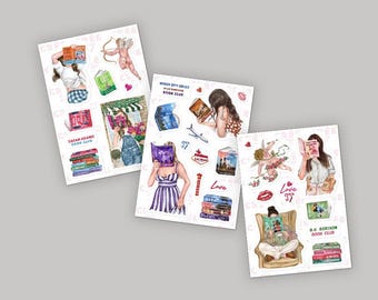 Pack of 3 sticker sheets | Sarah Adams + Liz Tomforde + B K Borison books stickers