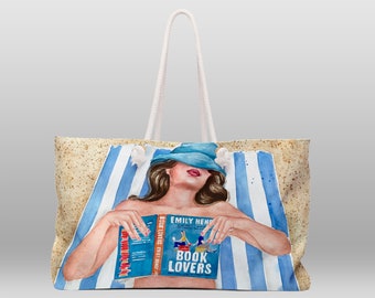 Book Lovers by Emily Henry book  beach tote | Large bookish Beach tote