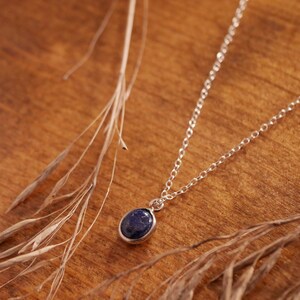 Lapis Lazuli Necklace 925 sterling silver pendant with Lapis Lazuli Stone, Drop Shape Stone, Natural Gemstone, dainty minimalist necklace, image 5