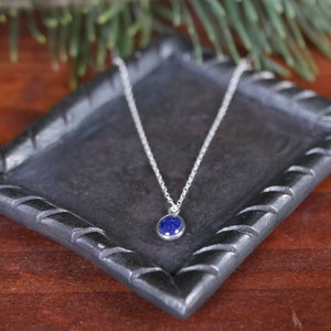 Lapis Lazuli Necklace 925 sterling silver pendant with Lapis Lazuli Stone, Drop Shape Stone, Natural Gemstone, dainty minimalist necklace, image 6