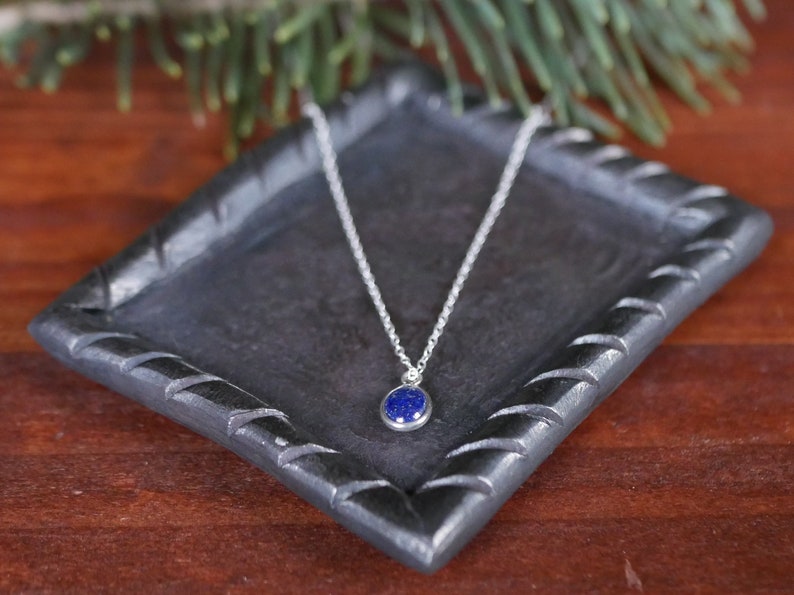 Lapis Lazuli Necklace 925 sterling silver pendant with Lapis Lazuli Stone, Drop Shape Stone, Natural Gemstone, dainty minimalist necklace, image 6