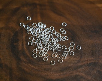 925 Sterling Silver 4mm Open Jump Rings 22ga, 50PCS, Made in USA