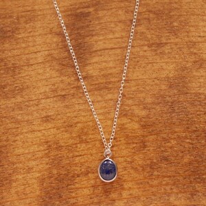 Lapis Lazuli Necklace 925 sterling silver pendant with Lapis Lazuli Stone, Drop Shape Stone, Natural Gemstone, dainty minimalist necklace, image 4