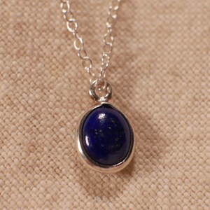 Lapis Lazuli Necklace 925 sterling silver pendant with Lapis Lazuli Stone, Drop Shape Stone, Natural Gemstone, dainty minimalist necklace, image 2