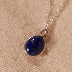 Lapis Lazuli Necklace 925 sterling silver pendant with Lapis Lazuli Stone, Drop Shape Stone, Natural Gemstone, dainty minimalist necklace, image 3