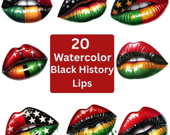 Schwarze Geschichte Monat Lippen Clipart: Melanin PNG Bündel (digitaler Download)