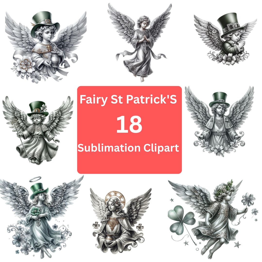 St Patrick’s Day Fairy Clipart PNG Bundle | 18 Cute Fairy Graphics for ...