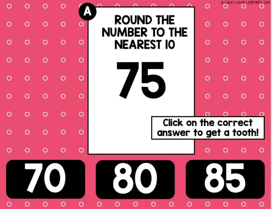 1st & 2nd Grade – Math Toothy Task Cards – Rounding Nearest 10 - Etsy