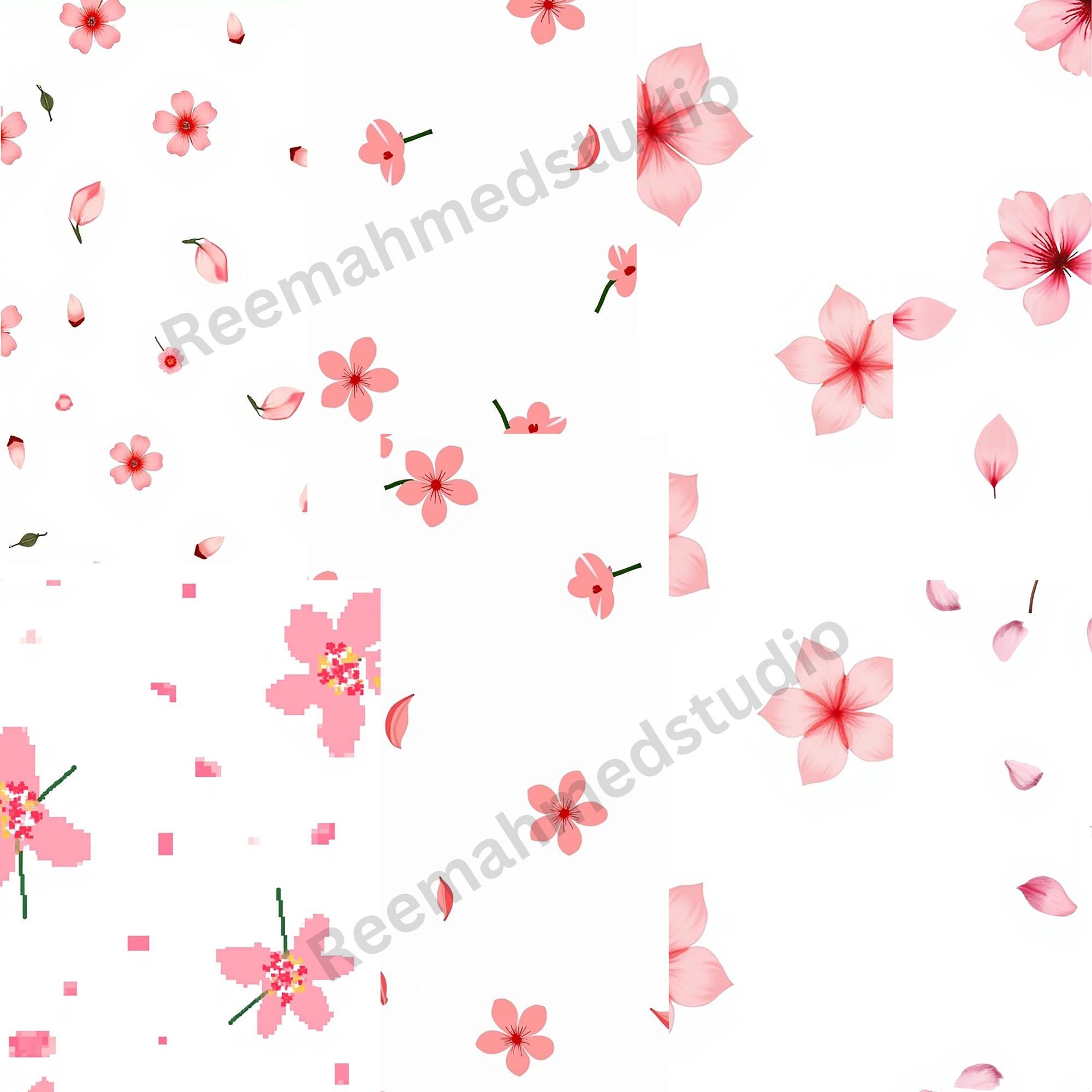 Cherry Blossom Digital Paper – Seamless Floral Patterns (PNG, 300 DPI ...