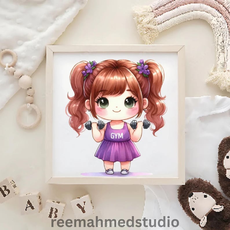 19 Little Girl Gym Clipart Bundle | Fitness Kids PNG Sublimation ...
