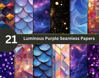 Luminous Purple Shimmer Digital Paper – 21 Glitter Texture Designs (JPG)