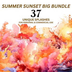 Summer Sunset Clipart Bundle: Golden Sky PNG Illustrations (37 Files, Transparent Backgrounds)