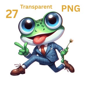 Funny Frog Clipart Bundle: Playful Pond Designs (27 Files Included