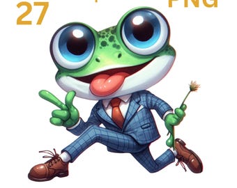 Funny Frog Clipart Bundle: Playful Pond Designs (27 Files Included