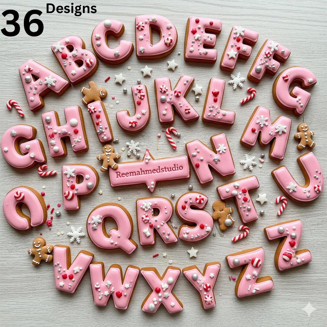 Pink Gingerbread Alphabet Clipart: Christmas Letters PNG Bundle - Etsy