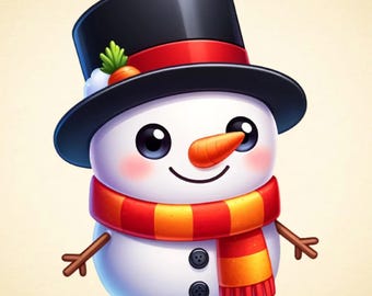 Cute Snowman Christmas Clipart | Holiday PNG Bundle | Winter Digital Download | Transparent Background | Commercial Use