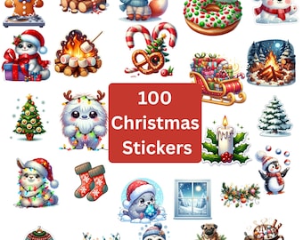 Paquete de pegatinas navideñas: pegatinas para planificadores de fiestas, álbumes de recortes y manualidades