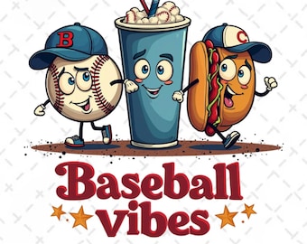 Baseball Vibe Clipart PNG | Baseball T-Shirt Sublimationsentwurf | Sofort Download