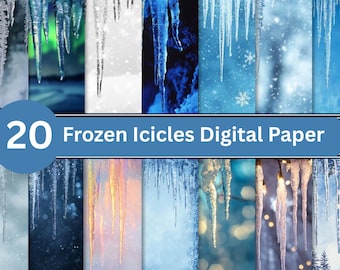 Frozen Icicles Digital Paper – 20 Winter Textures (Digital Download)