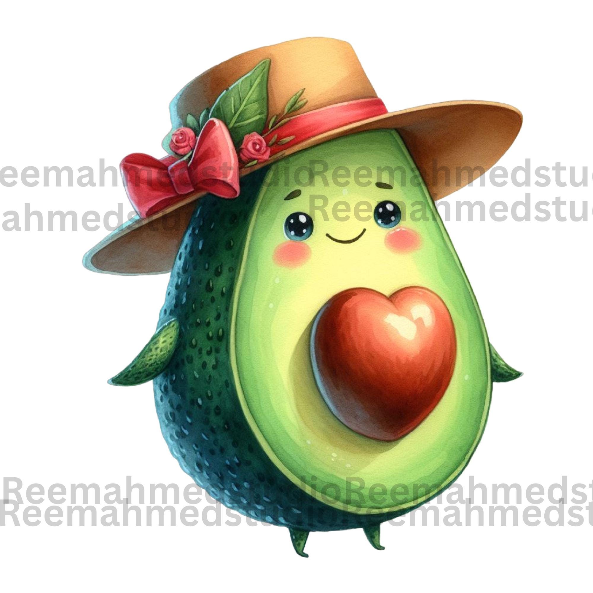 55 Cute Avocado Clipart Bundle – Kawaii Fruit Pngs for Stickers ...