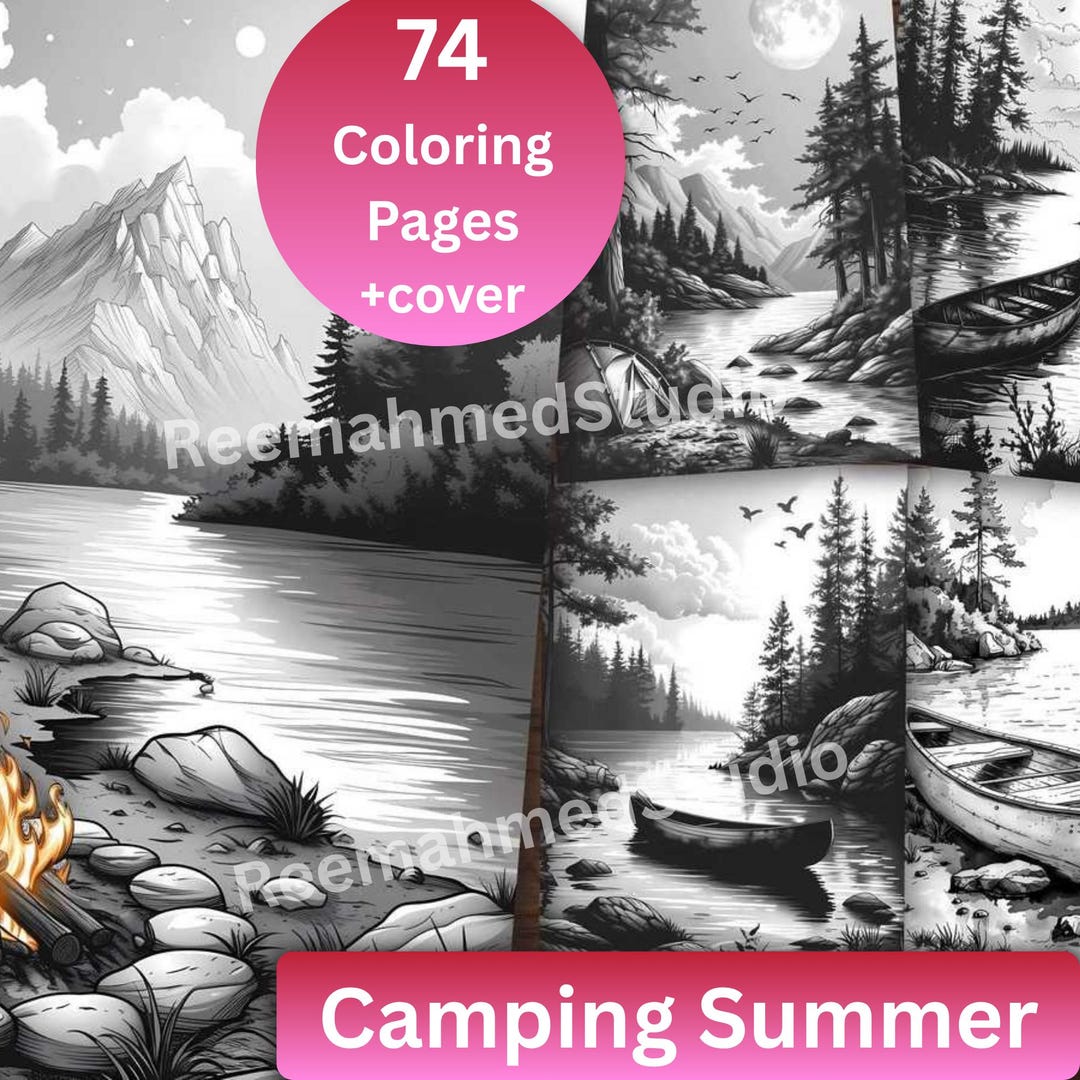 Simple Outside Pages Camping Coloring Book: 74 Outdoor Adventure Pages for Kids & Adults ...
