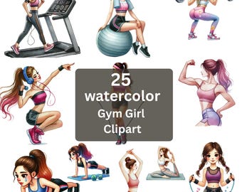 25 Gym Girl Clipart Bundle PNG | Fitness Girl Sublimation Set | Instant Download