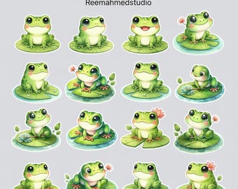 23 Frogs Clipart bundle, Frog Graphics Designs Digital, Download Unlimited, Commercial Use for Crafts