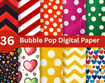 Bubble Pop Digital Papers – 36 Seamless Scrapbook Backgrounds (Digital Download)